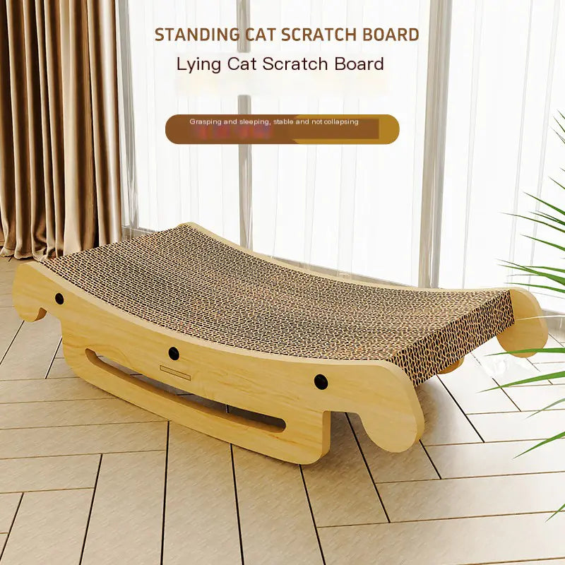 Cat Scratching Board and Bed Combo with Replaceable Cardboard