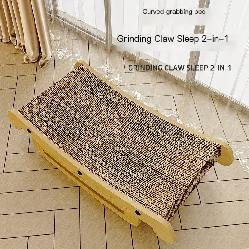 Cat Scratching Board and Bed Combo with Replaceable Cardboard