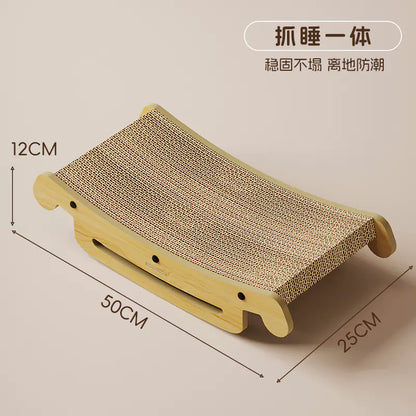 Cat Scratching Board and Bed Combo with Replaceable Cardboard